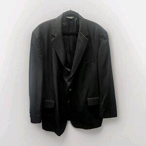 Vtg Jos A Bank Men's Black 3 Button 100% Wool Suit Coat Blazer Jacket 50 Long